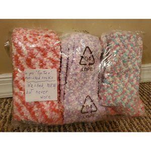 Lot of 6 Pair Women's Tipi Toes Non-Skid Socks - Purple, Green, Black Patterns